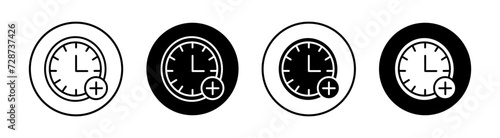 Plus hours flat line icon set. Plus hours Thin line illustration vector photo