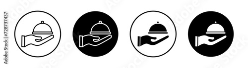 Tray of Food flat line icon set. Tray of Food Thin line illustration vector