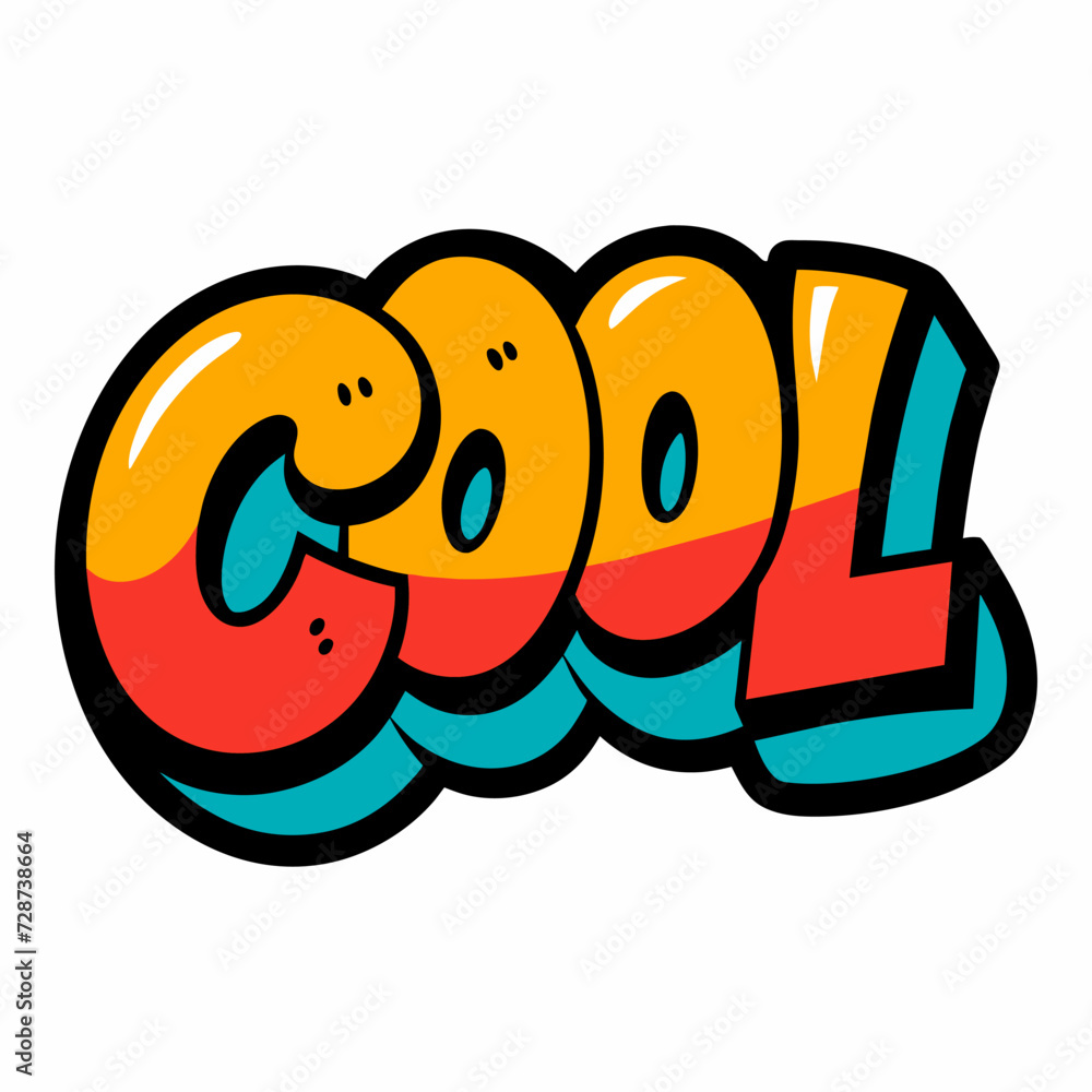 The word COOL in street art graffiti lettering vector image style on a white background. The word COOL in street art graffiti lettering vector image style on a white background.