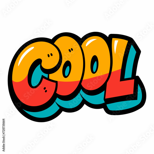 The word COOL in street art graffiti lettering vector image style on a white background.