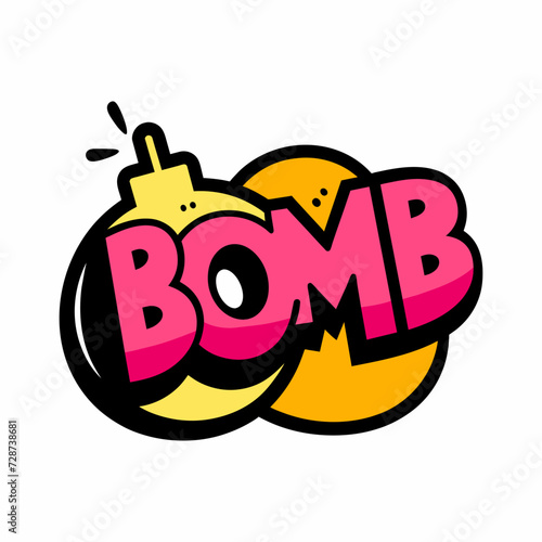 The word BOMB in street art graffiti lettering vector image style on a white background.