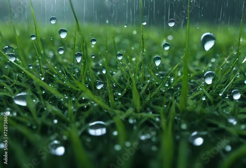 Raindrops on the grass leaves