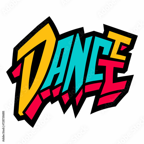 The word DANCE in street art graffiti lettering vector image style on a white background.