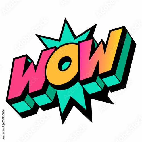 The word WOW in street art graffiti lettering vector image style on a white background.