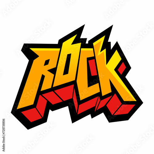 The word ROCK in street art graffiti lettering vector image style on a white background.