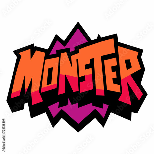 The word MONSTER in street art graffiti lettering vector image style on a white background.