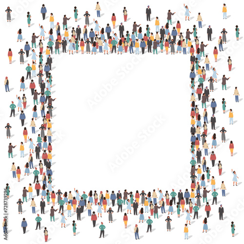 Square frame with different people standing together