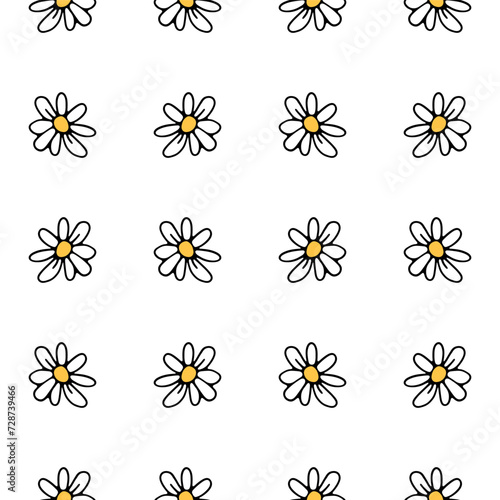 Daisy vector art in a seamless repeat pattern