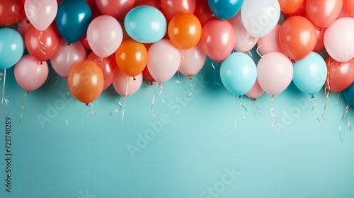 A cheerful balloon-themed scene showcasing a clean frame and balloons of vari...