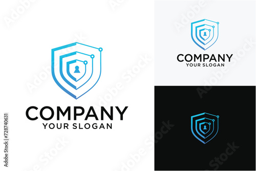 initials cyber internet online security logo design shield vector template