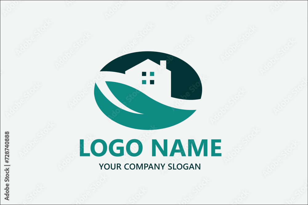 Obraz premium Green real estate property eco logo