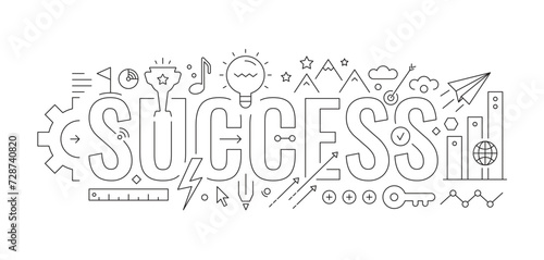 success and achievement symbols. technical drawing success and symbols