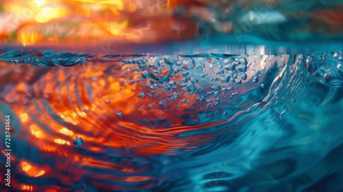 A captivating underwater scene with swirling aquatic colors, reflecting the d...