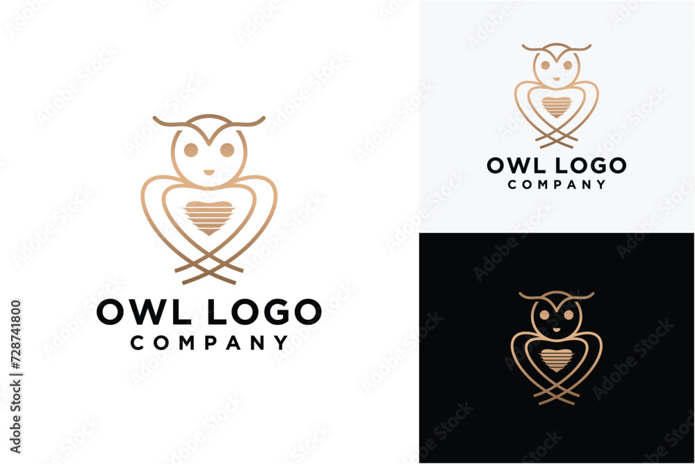 simple owl logo line Creative luxury Modern owl education character Logo Vector icon template simple owl logo line Creative luxury Modern owl education character Logo Vector icon template