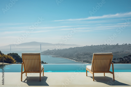 Infinity pool with view, enjoying the vast sea horizon