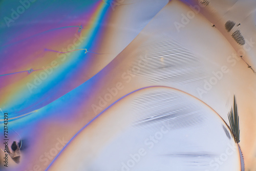 Flow chrome metallic foil texture abstract background  thin-film interference science, iridescent colorful glossy rainbow colors photo