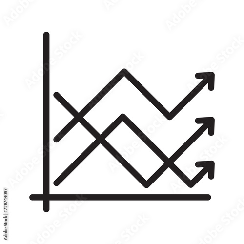  Graph icon vector isolated on white background, Bar Graph sign , line or linear design elements in outline style