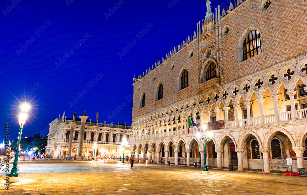 St. Mark's Square in Venice at night, Italy