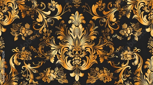 classic golden pattern with ornate seamless pattern