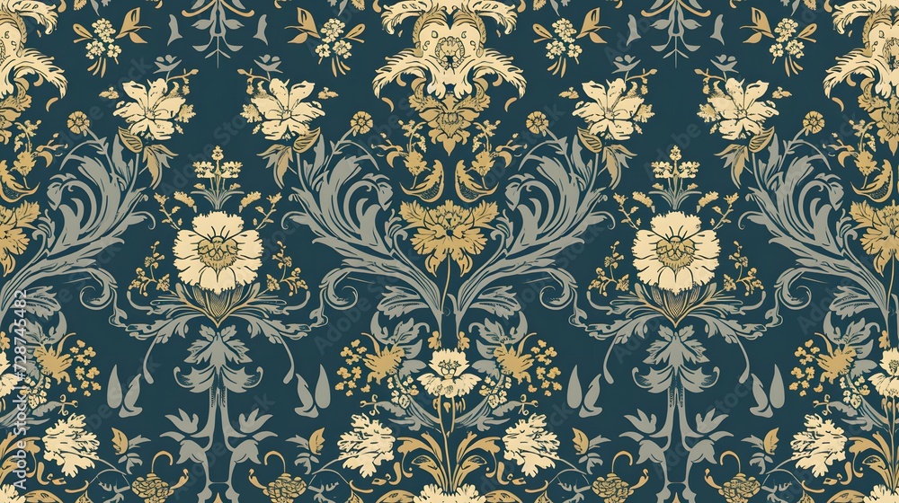 classic golden pattern with ornate seamless pattern