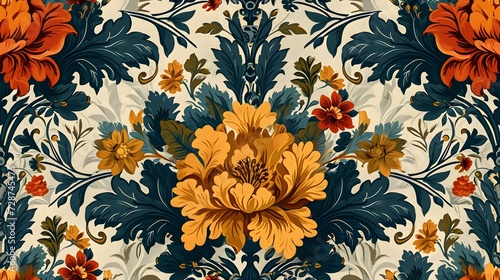 classic golden pattern with ornate seamless pattern