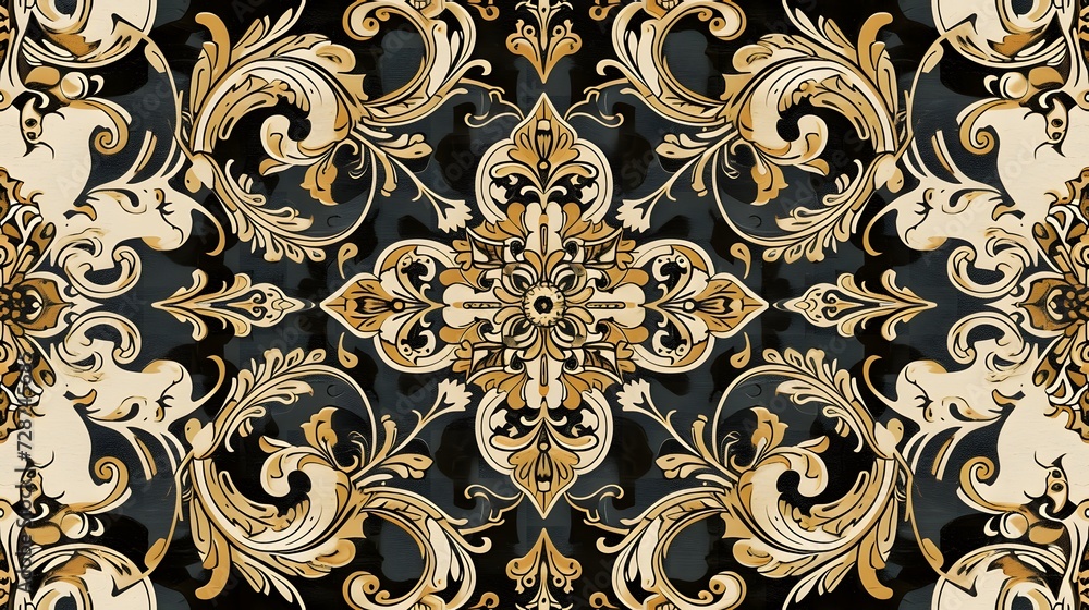classic golden pattern with ornate seamless pattern classic golden pattern with ornate seamless pattern