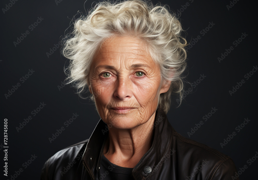 Portrait of beautiful mature lady. Serenity and knowledge of life. AI generated
