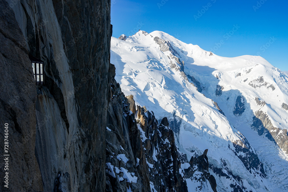 Mont Blanc viewpoint from Aiguille du Midi station, Chamonix, France