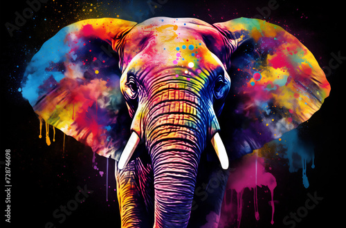 Kaleidoscopic Elephant in a Color Explosion