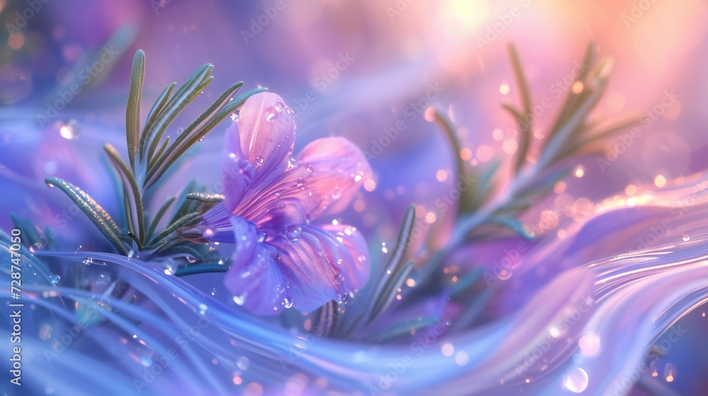 Graceful Petals: Extreme macro view of rosemary flower, its fluid and wavy petals evoking tranquility. Graceful Petals: Extreme macro view of rosemary flower, its fluid and wavy petals evoking tranquility.
