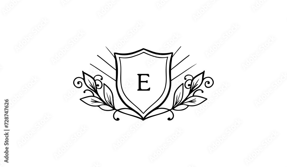 Luxury Alphabetical shield with crown Logo
