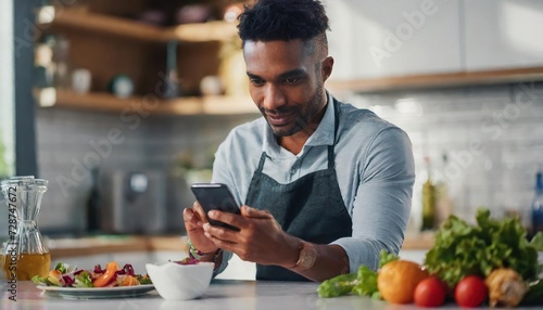 Person using smartphone app to track calories and macronutrients photo