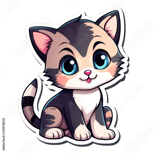 illustration of smile cat with cute cartoon Illustration Design for T-shirt, tee, logo, eps, vector, poster, banner, Sticker, background © ZUHRI