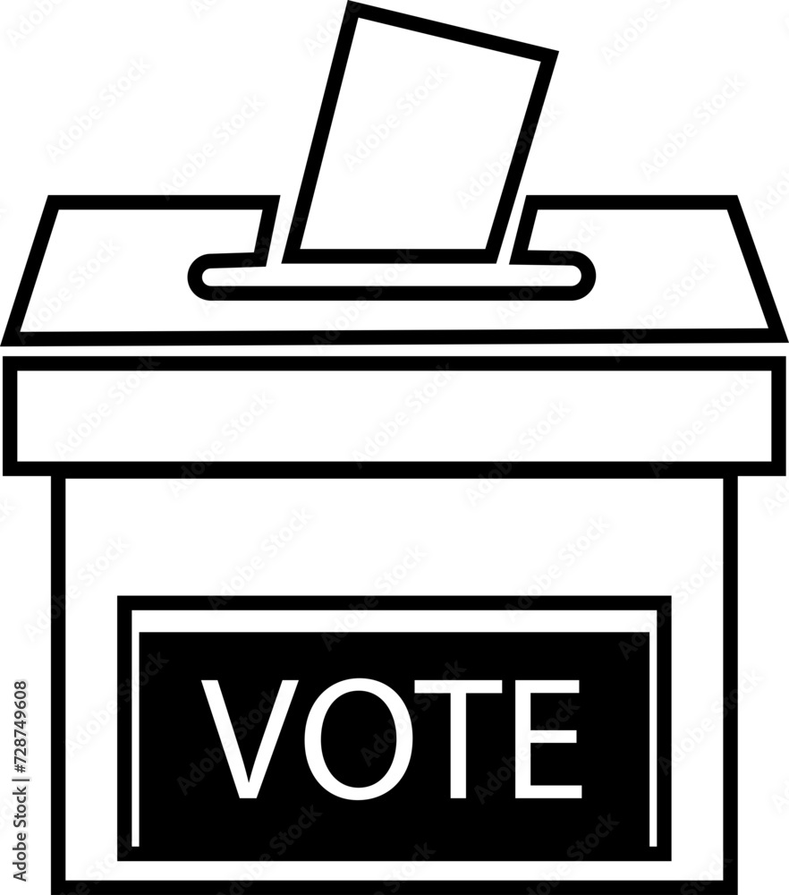 Hand voting ballot box icon. Election Vote concept. Simple design. Logo Election Vote. Voting box, Simple design for web site, logo, app, UI, mobile concepts, isolated on transparent background.