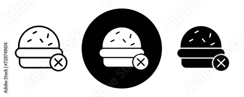 Forbidden burger outline icon collection or set. Forbidden burger Thin vector line art