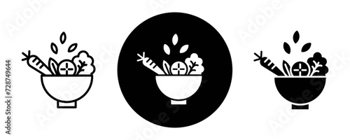 Vegetable Salad Meal outline icon collection or set. Vegetable Salad Meal Thin vector line art