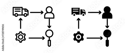 Supply chain outline icon collection or set. Supply chain Thin vector line art