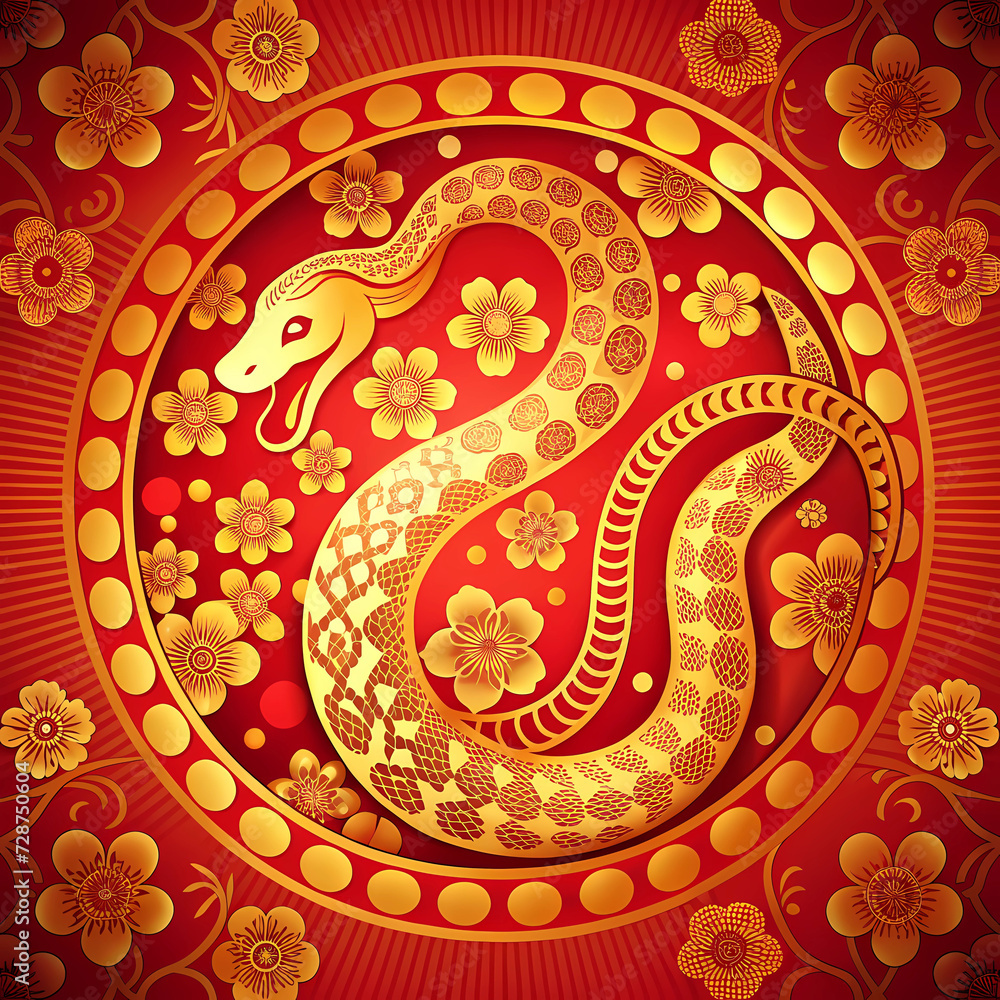 Fototapeta premium Chinese zodiac, star sign, Chinese year, year of, rat, buffalo, tiger, rabbit, dragon, snake, horse, goat, monkey, rooster, dog and pig, red illustrations, Happy new Chinese Year