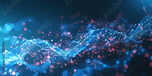 Bioinformatics abstraction, with a digital landscape of interconnected nodes and data points, representing the intersection of biology and technology in healthcare photo