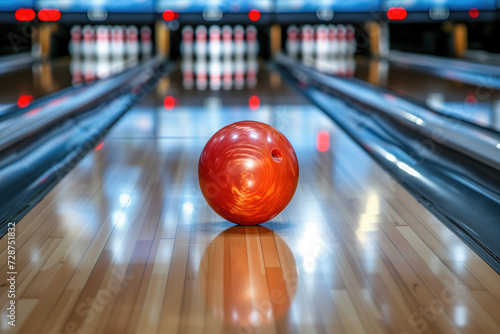 Bowling ball at the end of lane