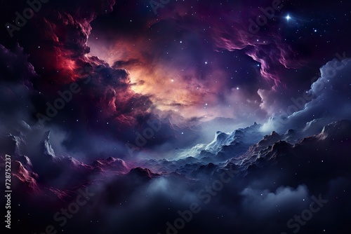 minimalistic design Nebula and galaxies in space. Abstract cosmos background