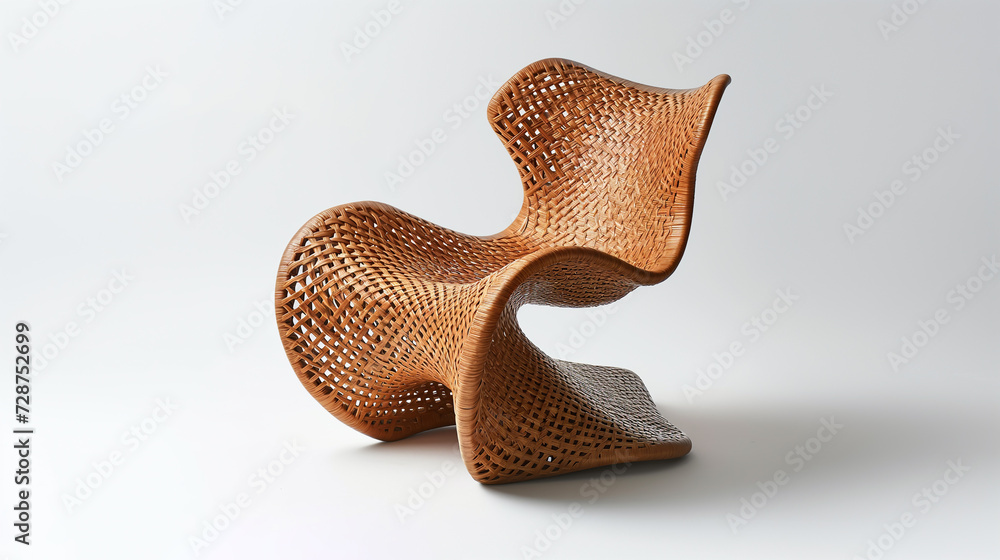 An innovative design of a wooden chair with futuristic design isolated on white background An innovative design of a wooden chair with futuristic design isolated on white background