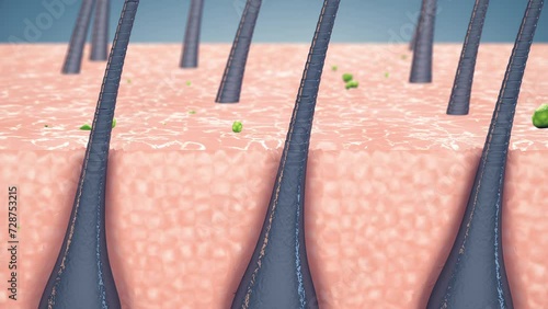 Dandruff prevention and antifungal treatment. Human scalp hair roots and fungal infection