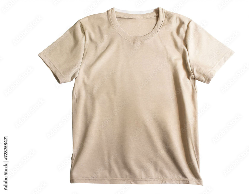 beiges Tshirt isoliert auf weißen Hintergrund, Freisteller beiges Tshirt isoliert auf weißen Hintergrund, Freisteller
