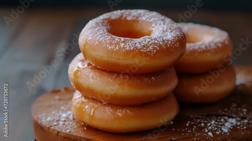 Delicious donuts with sprinkles on wooden table  closeup