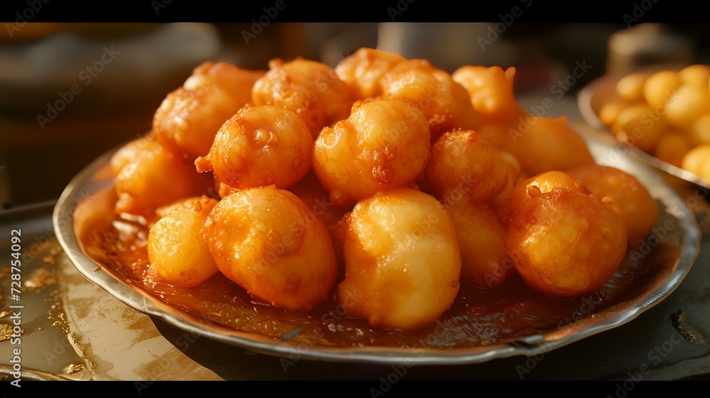 Fried dumplings on a plate in a restaurant, close-up Fried dumplings on a plate in a restaurant, close-up