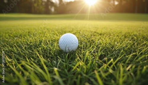 Golf Ball Resting on Vibrant Green Grass