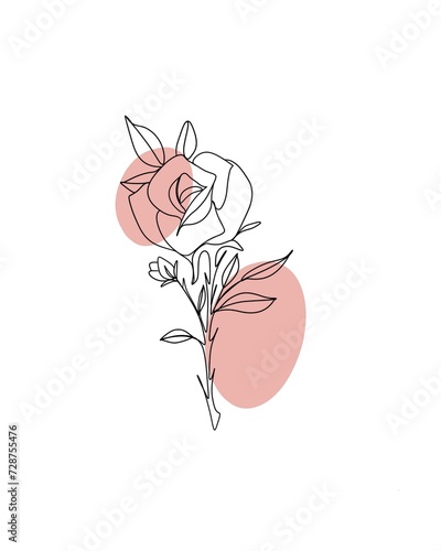 line art drawing of flowers. minimalism sketch, idea for invitation, design o...
