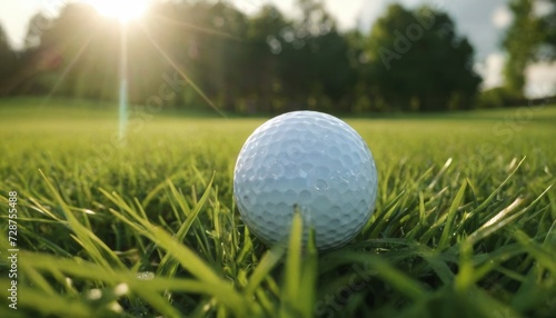 Golf Ball Resting on Vibrant Green Grass