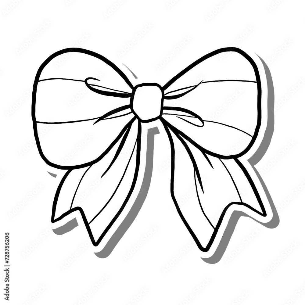 Striped Ribbon Outline on white silhouette and gray shadow. Vector illustration cartoon style for decorate, coloring and any design. Striped Ribbon Outline on white silhouette and gray shadow. Vector illustration cartoon style for decorate, coloring and any design.